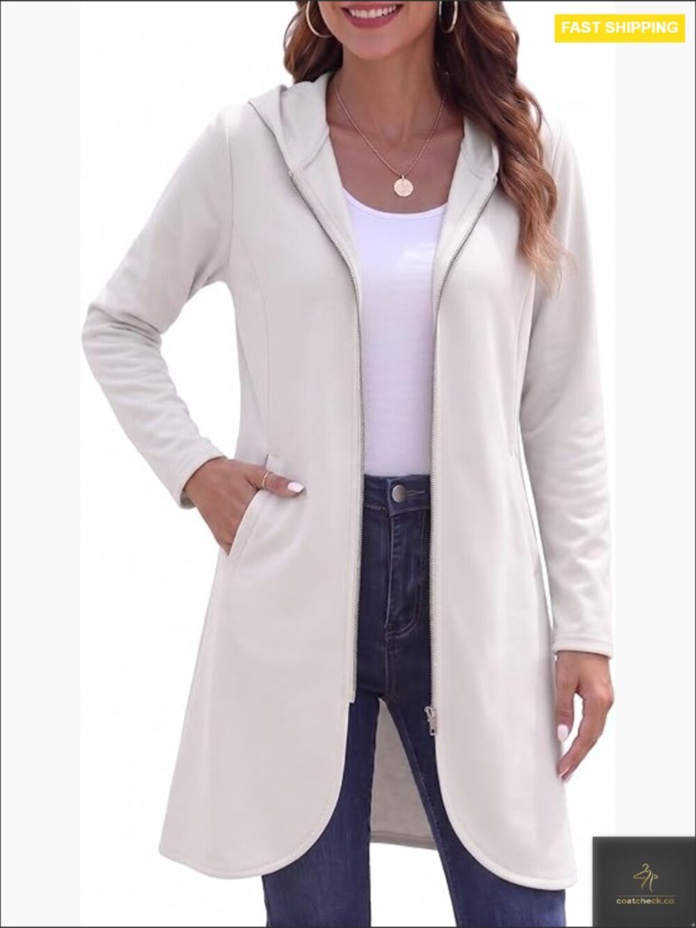 Oversized Fleece Zip Up Hoodie Long Tunic Sweatshirt Casual Pocket Jacket